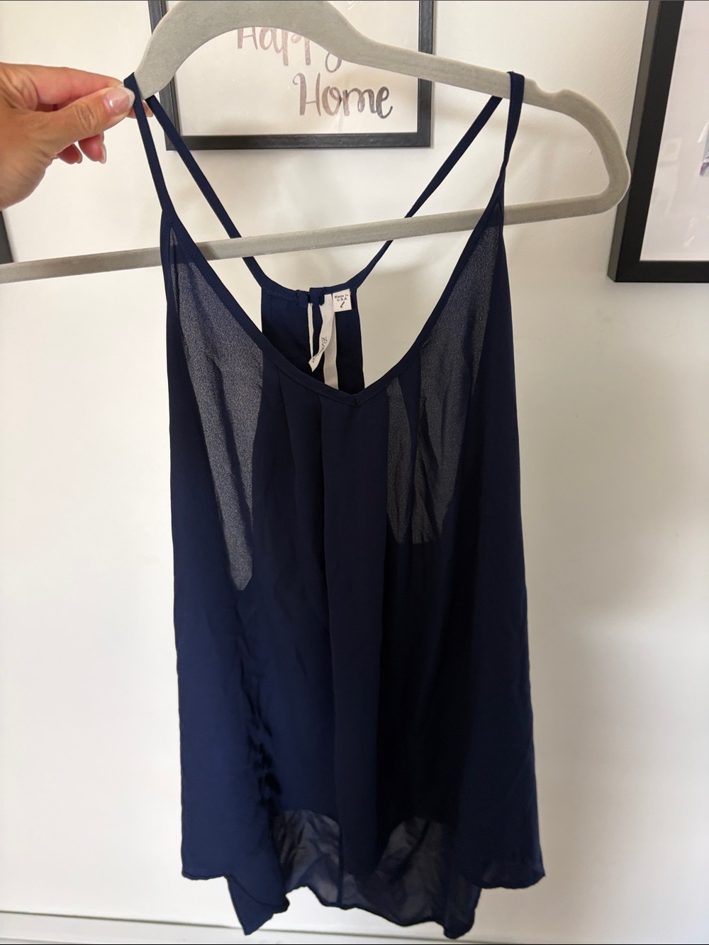 Bellatrix Navy Sheer Slip Chemise with Spaghetti Straps